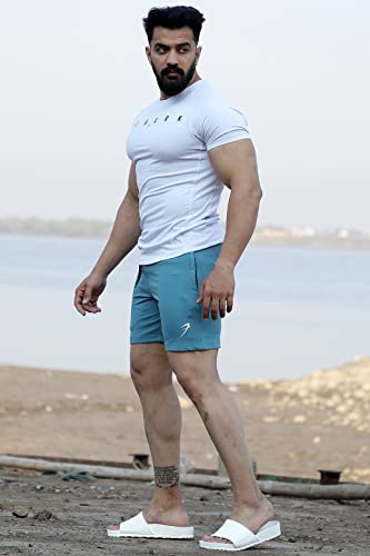 Image of Athletic Slim Fit Training and Gym Shorts for Men with Zipper Pockets