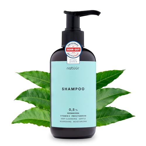 natüür Shampoo 200 ml | Nährendes Haarshampoo mit Neemavera, Vitamin E & Provitamin B5 | Feuchtigkeit & Glanz | Natürliche Haarpflege Damen | Shampoo Damen & Herren für sanfte Tiefenreinigung
