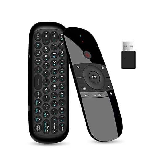 Upgrade W1 Universal TV Remote Air Mouse, Wireless Keyboard Fly Mouse 2.4GHz Connection Air Remote Keyboard Mouse for Android TV Box/PC/Smart TV/Projector/HTPC/All-in-one PC/TV