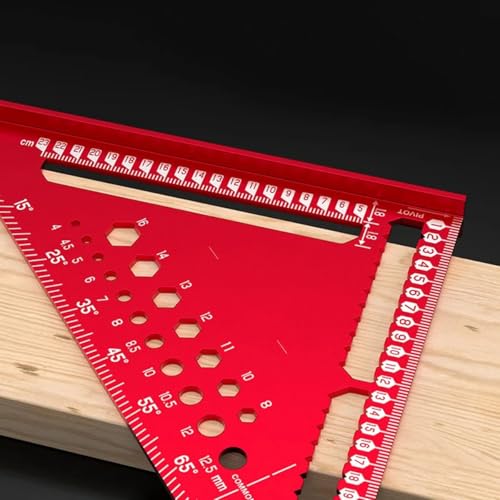 Regla triangular para carpintería con pasador de marcado de 30 cm en color rojo 3