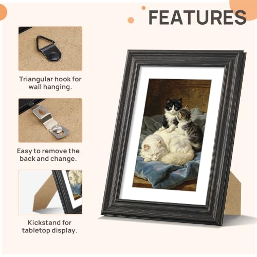 Image of upsimples 5x7 Picture Frame, Vintage Frames Decor, 1Pack Black & Gold | Fit 4x6 and 5 x 7 Photo, Wall or Tabletop Display, Antique-style Decoration, Rustic Farmhouse Decor, For Weddings