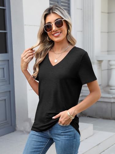 TICTICMIMI Women's V Neck Short Sleeve Summer Tops Casual T Shirts Cute Loose Fit Dressy Tees3