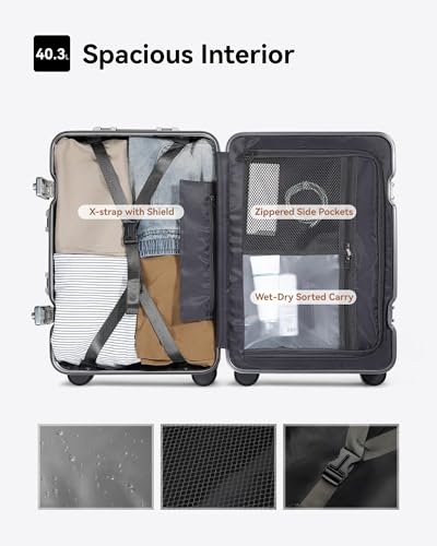 LUGGEX All Aluminum Carry On Luggage with Wheels - Zipperless Hardshell Suitcase with TSA Lock (Silver, 20 Inch)4