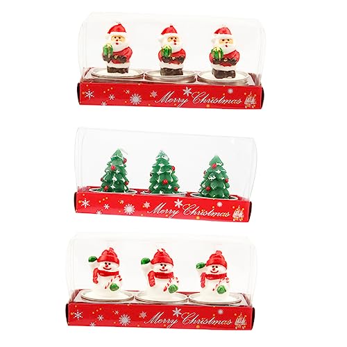 FUNOMOCYA Christmas Style Candle Set 9pcs Xmas Decorative Candles for Table Indoor Decorations