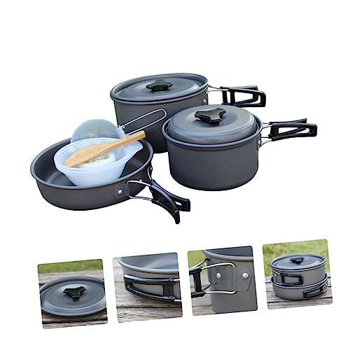 Mipcase 2-3 Person Outdoor Cooking Set Camping Cookware Kit Compact Lightweight Folding Pot Pan Soup Spoon and Rice SPO