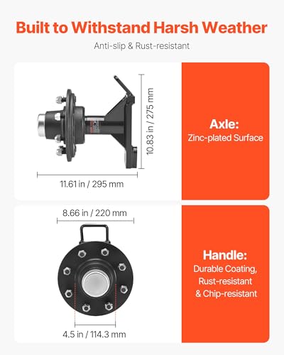 Image of VEVOR Shipping Container Wheels 8-Lug Wheels Kit, Heavy Duty Shipping Container Axle with Ratchet Tie Down-Moves 20 ft - 40 ft, Secure Transport for Dock, Warehouse, Construction Site, Black