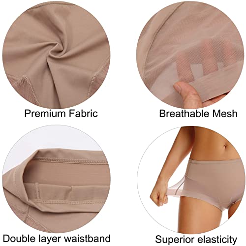 Woweny 2 Packs Tummy Control Panties For Women Seamless Butt Lifter Briefs Comfy Body Shaper Shapewear Sexy Underwear(Beige, 3X-Large) #TOP2