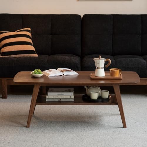 100% Solid Wood Coffee Table for Living Room, 39.37" Mid Century ...