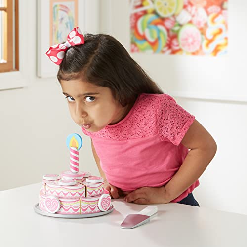 Melissa & Doug Triple-Layer Party Cake Wooden Play Food Set - Birthday Cake Pretend Food Play Set for Toddlers, Kids Ages 3+ - image 7