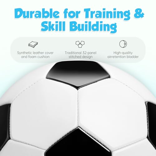 U&C Planet Training Football Size 5 Soccer Balls Premium PVC Leather Ball for Training & Matches in All Weather,Classic - Image 4
