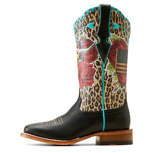 ARIAT ARIAT Women's Frontier Rodeo Quincy Western Boot, Mustang Meysa/Rich Black, 6.5