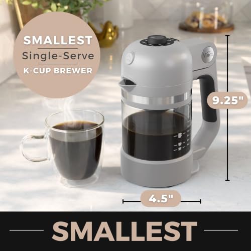 Image of VINCI Micro Cafe Smallest Single-Serve Glass Coffee Brewer | Compatible with K-Cups, Pods & Ground Coffee | Enclosed & Circle Flow Brewing for Hotter, Richer Flavor | Brews 4oz to 20oz (Gray)