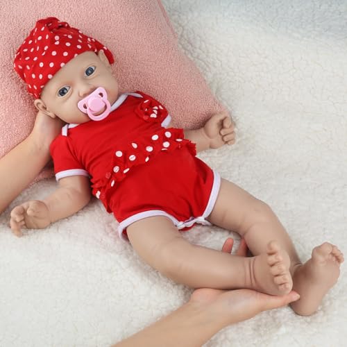 IVITA 14 inch Magnetic Silicone Baby Dolls Girl Weighted 4 lb [NOT Vinyl] Silicone Full Body Reborn Lifelike Realistic Real Life Newborn Soft Babies with Feeding Kit & Gift Box for Kid Age 3+