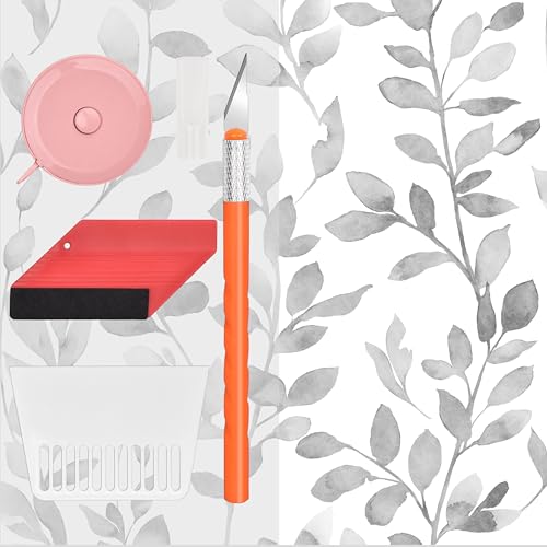 MelunMer Gray Leaf Contact Paper 17.3