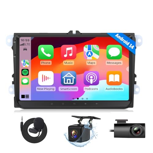 Eonon 9 Zoll für Volkswagen SEAT Skoda Golf VI/V Polo Touran T5 Android 14 3+32GB autoradio GPS CarPlay Android Auto MirrorLink Bluetooth USB Unterstützung Video Ausgang Rückfahrkamera + Dashcam