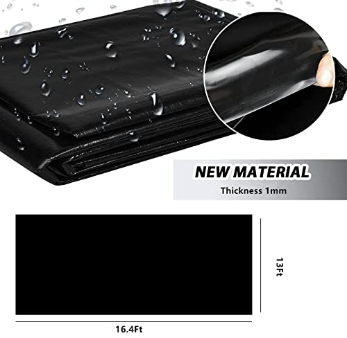 Uyoyous Pond Liner 13X16.4 Ft 40 Mil Thickness Black Hdpe Rubber Liners Fish Pond Liners For Outdoor Ponds, Fountains, Waterfall & Water Gardens #TOP1