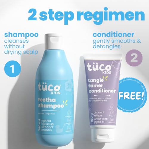 Image of Tuco Kids Shampoo & Conditioner | (2-15 Yrs) | Infused with Hibiscus, Amla, Jojoba Oil | Paraben & Sulphate free | 400ml each (combo pack)