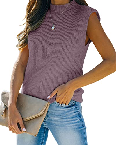 Image of Elitechoice Women's Sleeveless Sweater Vest Summer Mock Neck Casual Pullover Lightweight Tops 2025