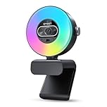 EMEET S600L 4K Webcam for Streaming with Ring Light, 4 Lighting Modes, Rainbow Effect, 1/2" Sensor, AI Imaging, 0.2S PDAF, 2 Mics, Dial Control, 4K Webcam with Light for OBS/Twitch/YouTube/Zoom/PC/Mac