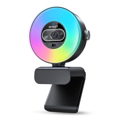 EMEET Webcam S600L 4K per Streaming con Luce ad Anello, 4...