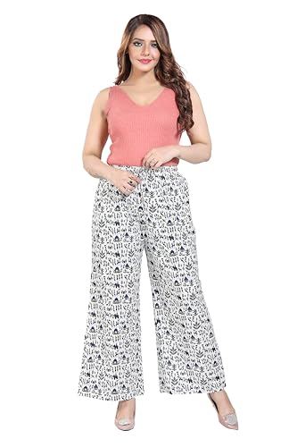 Image of BENKILS Traditional 100% Cotton Print Palazzo Pants for Women - Available Size - M, L, XL, 2XL, 3XL,4XL