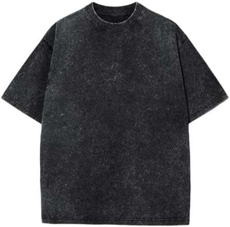 SnowElve Herren Oversized T-Shirt Pack Rundhals Basic Kurzarm Oberteil Sommer Retro Washed Top Vintage Casual Tee Shirts
