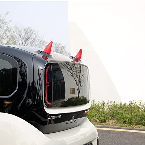 Car Roof Decoration 3D Bumper Hood Stickers - Easy To Fnd Car In The Parking Lot - Anti-Collision Protector Devil Horn Car Helmet Sticker Decal (Red, 2Pcs) #TOP2