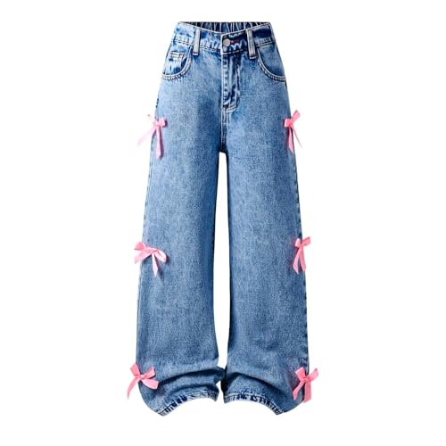Pantalones anchos para niña vaqueros casuales con efecto copo de nieve