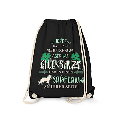 Fashionalarm Bolsa de deporte, diseño de ángel de la guarda, perro pastor alemán, divertida, mochila deportiva, con texto y motivo, idea de regalo para mujeres y perros, Negro , talla única,