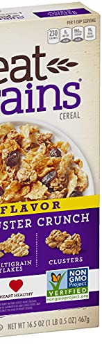 Post Great Grains Raisins Cluster Crunch Breakfast Cereal, Non GMO Project Verified, Heart Healthy, Low Fat, Whole Grain Cereal 16.5 Ounce Box (Pack of 12)