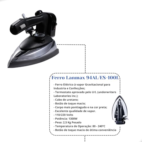 Ferro Lanmax Passar Roupas A Vapor Industrial 1300 Watts