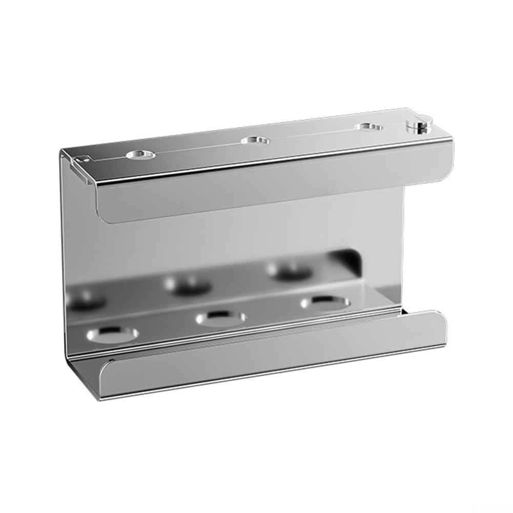 Dispensador de jabón montado en la pared, soporte de acero inoxidable para baño, estante de almacenamiento para ducha, gel, champú, jabón líquido, acabado plateado, diseño de ahorro de