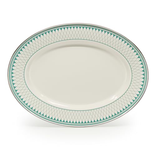 Golden Rabbit Enamelware Oval Platter, 12 x 16in, Aegean Sevilla