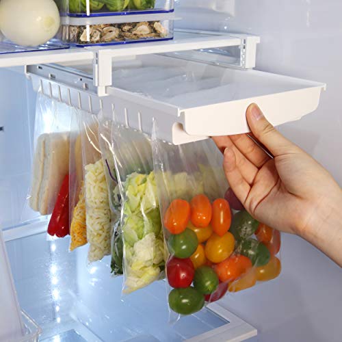 HAIM Living Ziploc Bag Organizer for Fridge Freezer Refrigerator - Best Solution to Clean and Organize Zipper Bag Tray Ziplock Holder Rack Hanger
