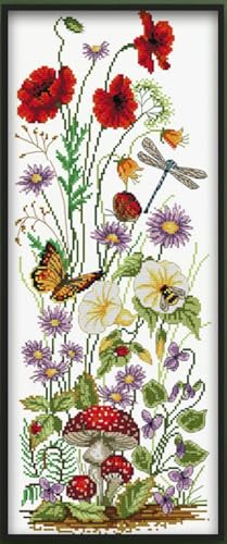 Aiorkeng Cross Stitch Kits Stamped Full Range of Embroidery Starter Kits for Adults Beginners DIY 11CT 3 Strands -Printed kit Welcome The Spring? Printed? 11×27.2inches