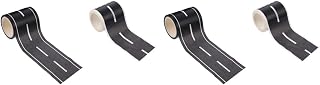 TOYANDONA Road Sticker Tape 4 Rolls of Race car Track Road Tape Road Masking Tape Road and Train Track Tape Black Tape Railway