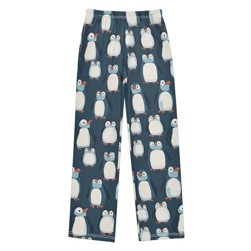Boys' Pants Cartoon Penguin Dark Blue Long Bottoms Jogger Pants Elastic Waist Trousers with Pockets S-XL