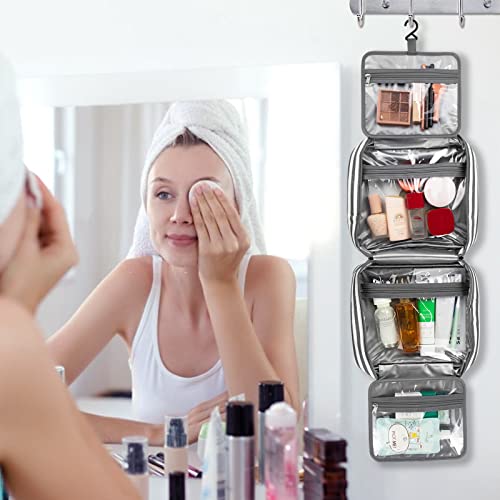 Cocopa Hanging Travel Toiletry Bag, Toiletry Bag For Women And Men, Water-Resistant Travel Makeup Bag With Hanging Hook,Travel Toiletry Organizer For Shampoo, Accessories,Toiletries(Grey) #TOP1