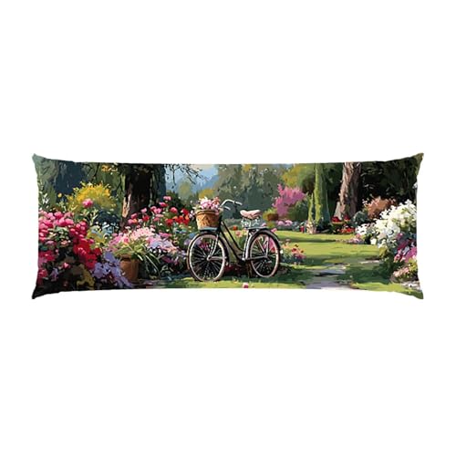 Almohada Corporal Larga Bicicleta de jardín Cojin Embarazo 50x150cm – Almohada Larga para Dormir de Lado Cojín para Descanso Maternidad y Lactancia Embarazadas, Funda de Terciopelo b-443