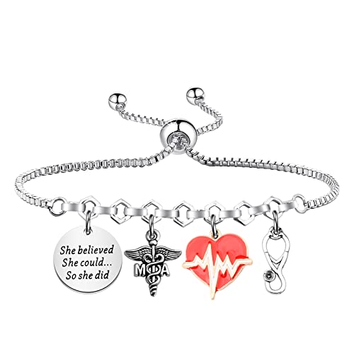 PLITI Medical Assistant Gift Medical Assistant Graduation Gift She Believed She Could So She Did MA Charm Bangle