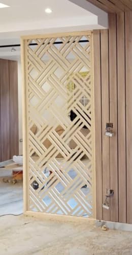 Image of Carved Room Divider Room Separator Screens,Room Divider Wall Panel, Multifunction Room Dividers Partition for Separator Between Room and Kitchen (White-Square)