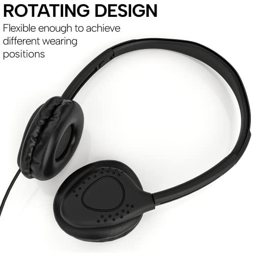 Maeline Bulk Classroom Student Headphones With Volume Control, On Ear Stereo Headphones With Faux Leather Cushions For Kids Online Learning, Library, School, Airplane, Travel - 3.5Mm Plug - 10 Pack #TOP2
