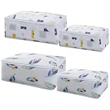 Holibanna Bolsa de Almacenamiento para Colchas y Ropa de Cama de Gran Capacidad Resistente PEVA y Antimoho Cremallera y Diseño Geométrico Hojas Adecuado para Hogar y Armario 58X40X22