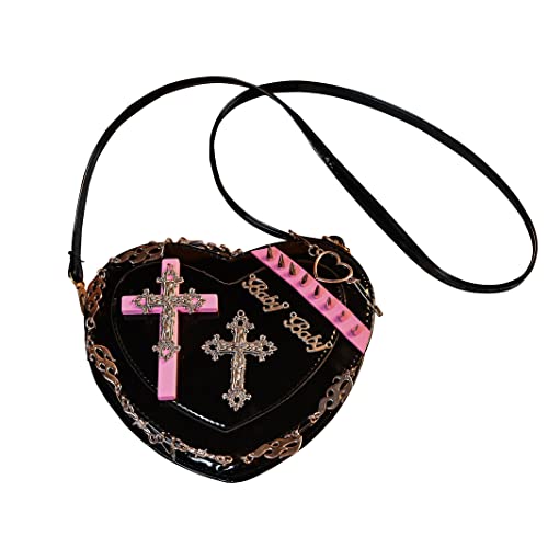Gothic Punk purse bag Y2K Heart Cute Lolita shoulder bag for women