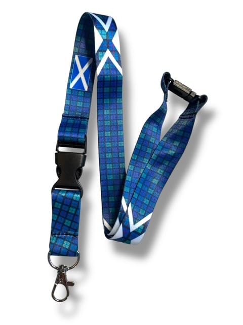 PAC Supplies Global Scottish Tartan Pattern Lanyard/ID badge holder with Detachable Buckle Clip (5, Flower Of Scotland Green)