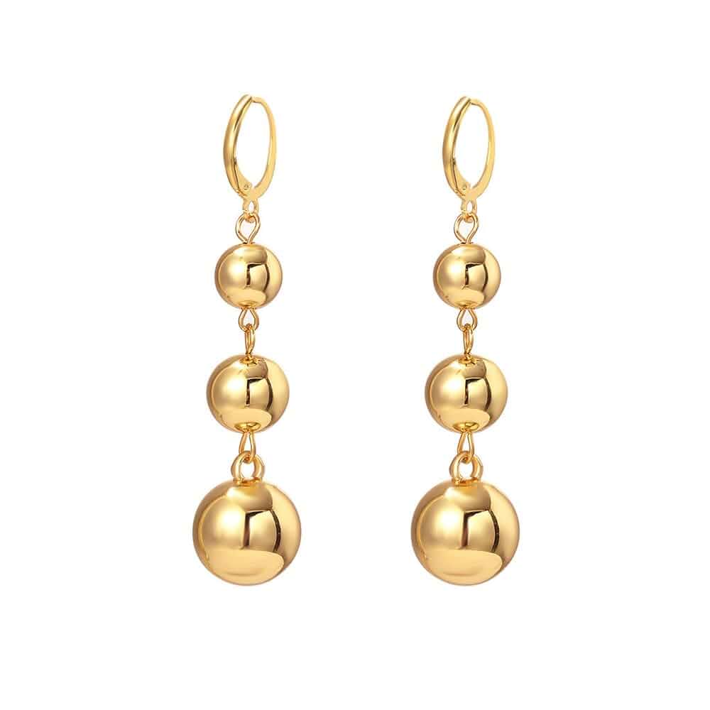 Gold Ball Drop Earrings - Long Tassel Dangle Beaded Cluster Chandelier Drop Chunky Party Trendy Women's Jewelry
