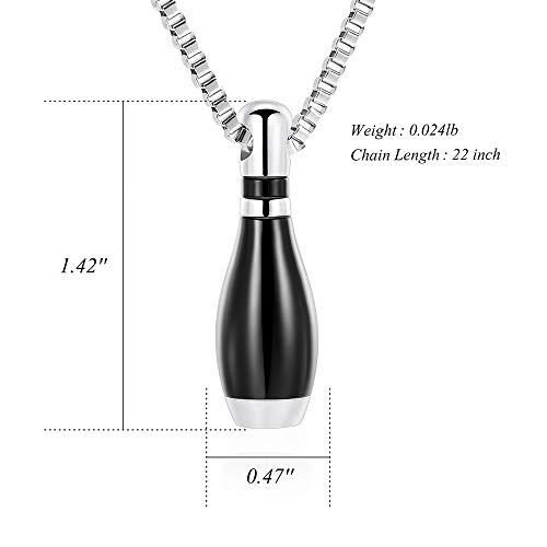 XSMZB Cremation Jewelry for Ashes Bowling Shape Memorial Urn Necklaces for Pet/Human Stainless Steel Keepsake Memories Ashes Pendant Locket3
