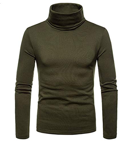 SUNSIOM Mens Slim Fit Casual Turtleneck Sweaters Knitted Pullover Thermal Sweaters (XL, Army Green)