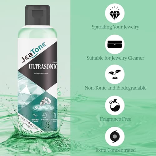 Image of Ultrasonic Jewelry Cleaner, 4oz Jewelry Cleaner Solution for Rings | Remove Odors Discoloration & Stains, Mint Eco Gentle Formula, High Yield Dilution, Safe On Diamonds, Gold, Silver, Green
