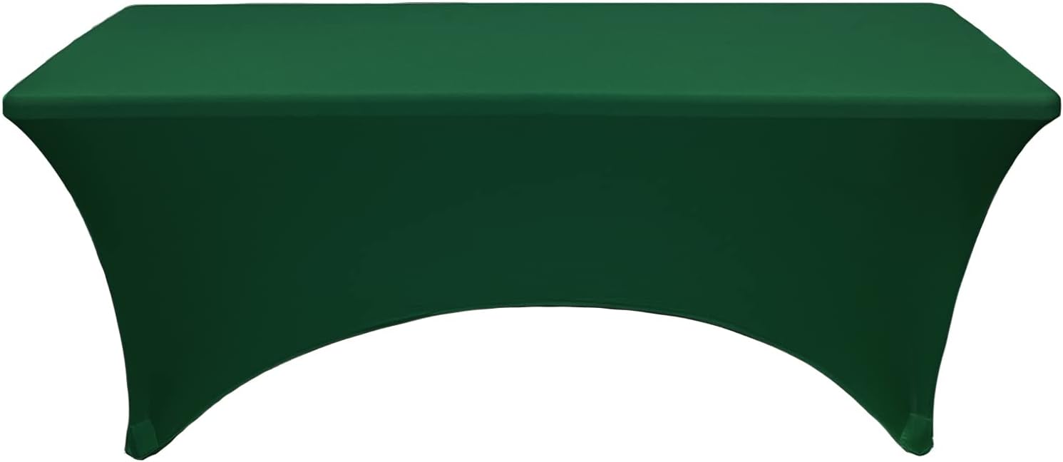 YOUR CHAIR COVERS Rectangular Spandex Table Covers 8ft Fitted Tablecloth Wedding Event Patio Decorations Elastic Fabric Stretch Tables Cover for 8 ft Folding Table (Hunter Green)